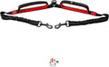 Premium Dual Dog Leash Coupler with Tangle-Free Swivel - Ideal for Walking Two Medium Dogs (Black & Red)