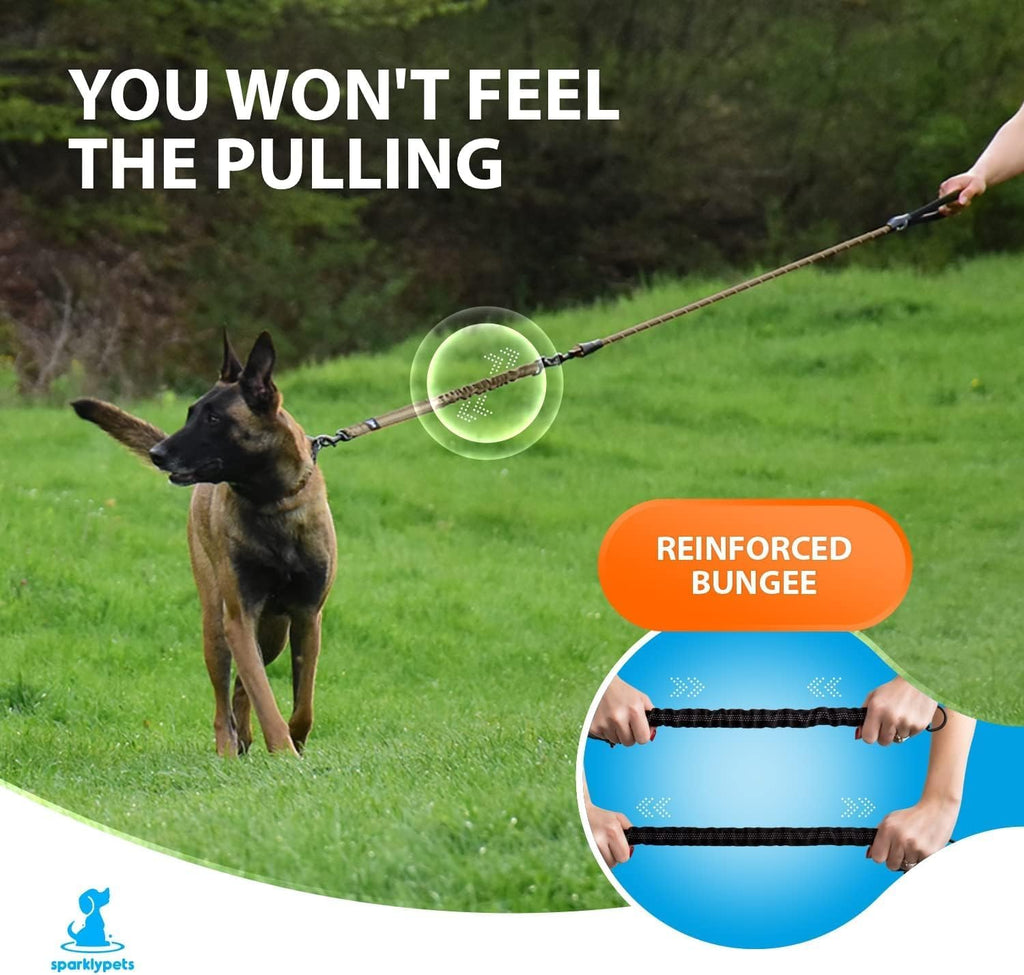 Heavy-Duty Bungee Leash for Large and Medium Dogs - No Pull Shock Absorber Training Lead with Reflective No-Slip Design (5.5 Ft)