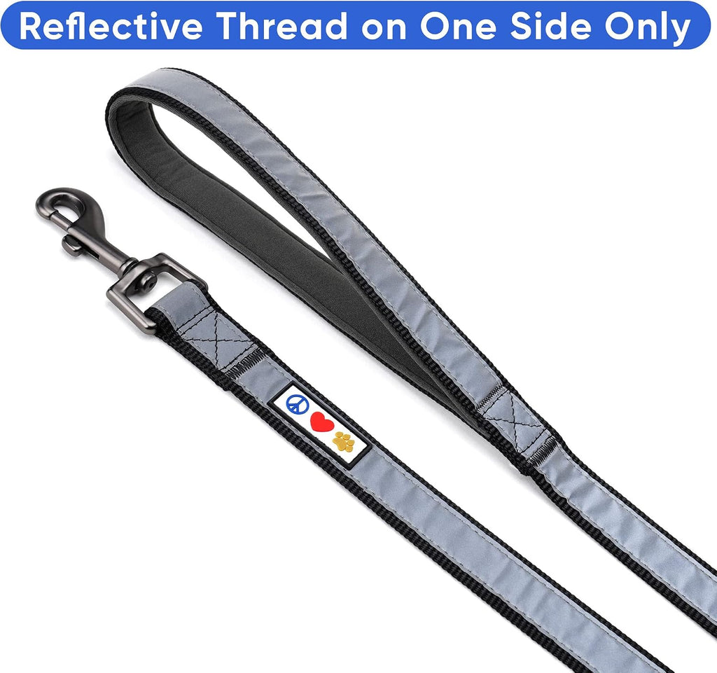 Customizable 6 Ft Black Dog Leash with Reflective Features and Padded Handle for Enhanced Comfort - Embroidered with Name and Phone Number