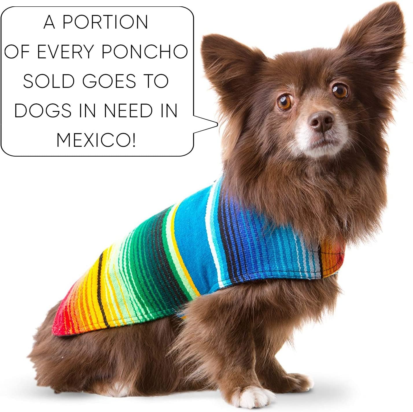 Handcrafted Dog Poncho from Authentic Mexican Blanket - Blue, XXS