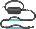 Hands Free Dog Leash with Zipper Pouch, Medium, 8-25 Lbs, Black | Waist Leash, Dual Padded Handles, Shock-Absorbing Bungee, Adjustable Waist Belt, Walking and Running