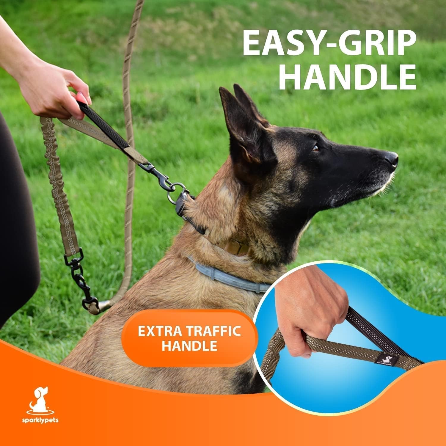 Heavy-Duty Bungee Leash for Large and Medium Dogs - No Pull Shock Absorber Training Lead with Reflective No-Slip Design (5.5 Ft)