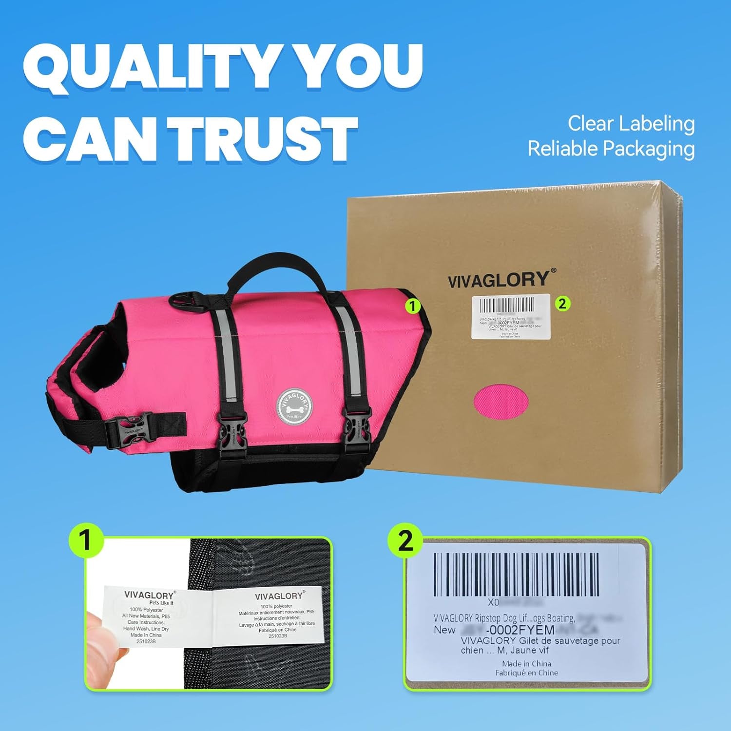 Ripstop Dog Life Vest - Medium, Pink | High Visibility Swim Jacket with Handle & Leash Ring for Boating and Swimming
