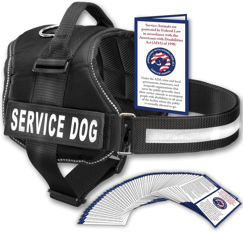 Service Dog Vest with Handle - No Pull Harness for Large Breeds, Reflective Straps, Removable Patches, Suitable for Small to Large Dogs