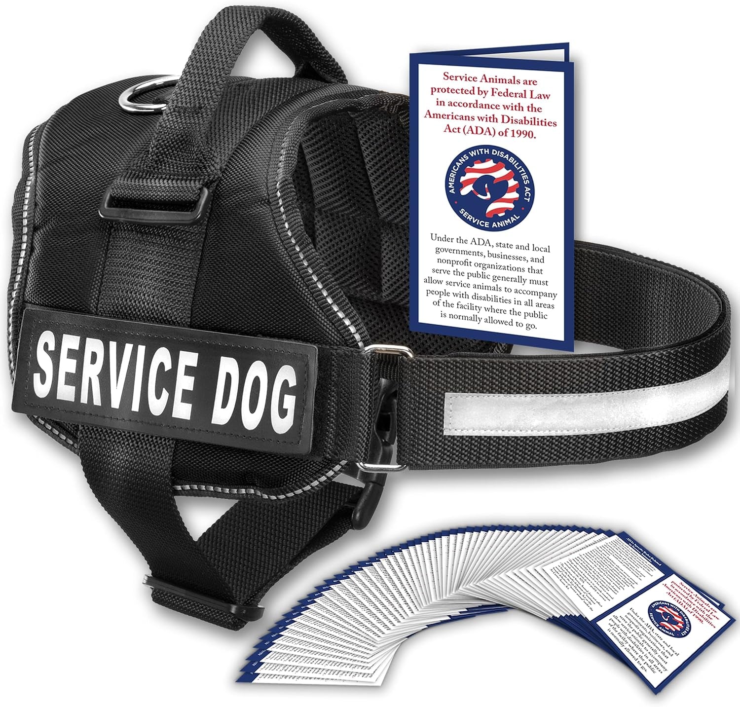 Service Dog Vest with Handle - No Pull Harness for Large Breeds, Reflective Straps, Removable Patches, Suitable for Small to Large Dogs