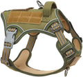 Tactical No-Pull Dog Harness for Medium Dogs - Adjustable Reflective Vest with Handle for Training and Walking, Green M