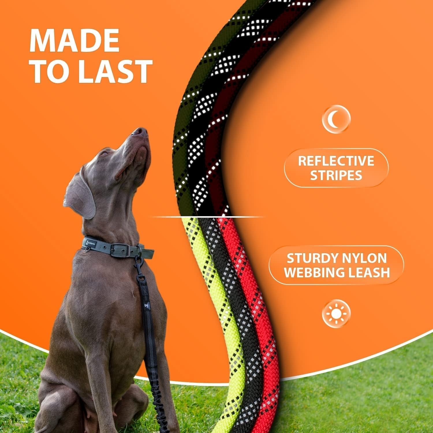 Heavy-Duty Bungee Leash for Large and Medium Dogs - No Pull Shock Absorber Training Lead with Reflective No-Slip Design (5.5 Ft)