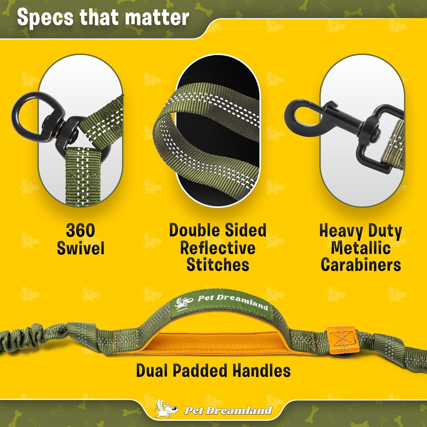 Premium Double Dog Leash Coupler with Tangle-Free Swivel - Versatile Attachment for Walking Two Dogs (Khaki & Orange)