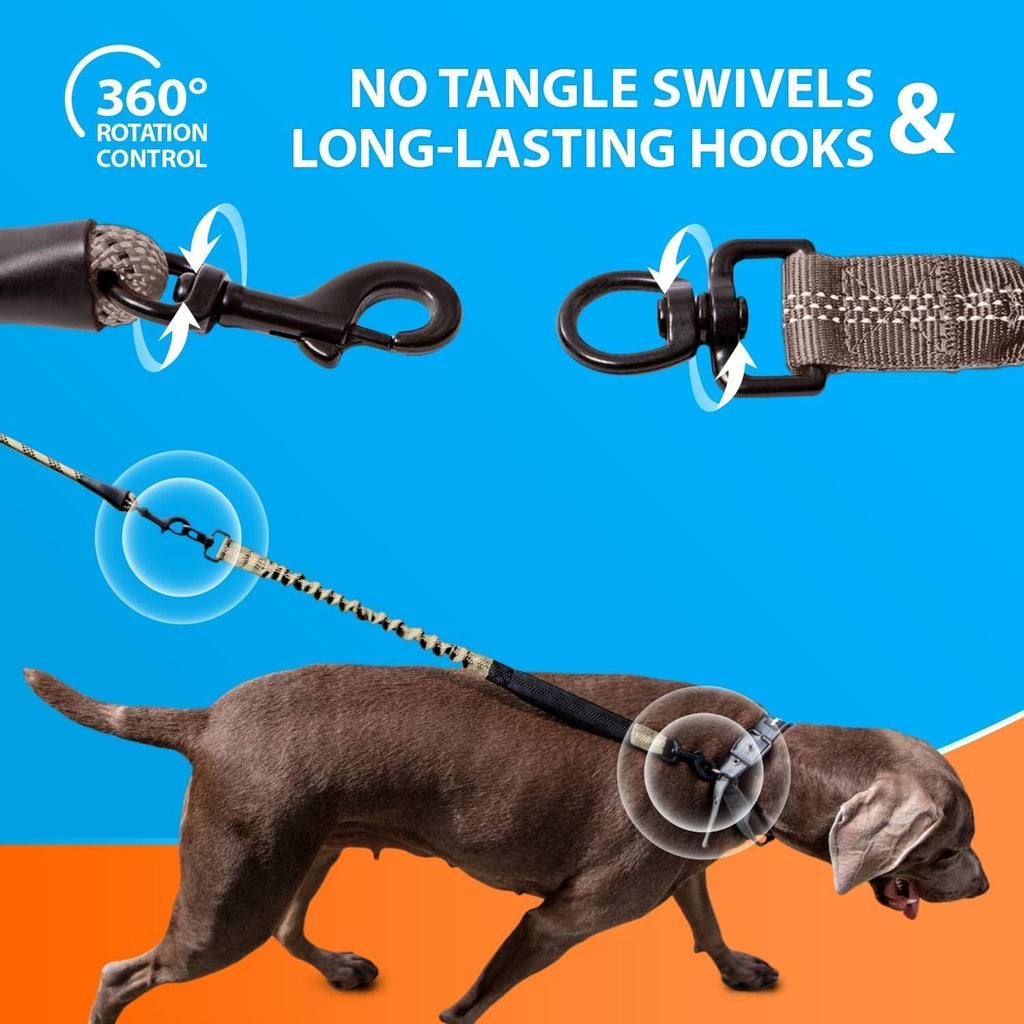 Heavy-Duty Bungee Leash for Large and Medium Dogs - No Pull Shock Absorber Training Lead with Reflective No-Slip Design (5.5 Ft)